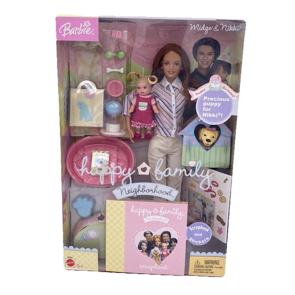 2004 Barbie Happy Family Neighborhood Midge Neighbor Lea & Baby C6061 NIB